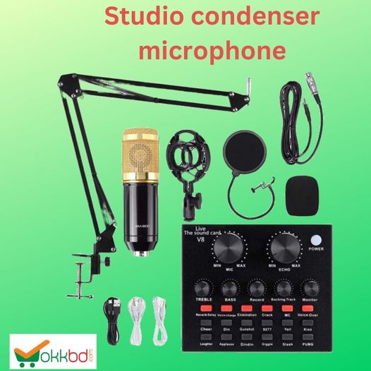 BM 800 Studio condenser Microphone set with V8 Sound Card