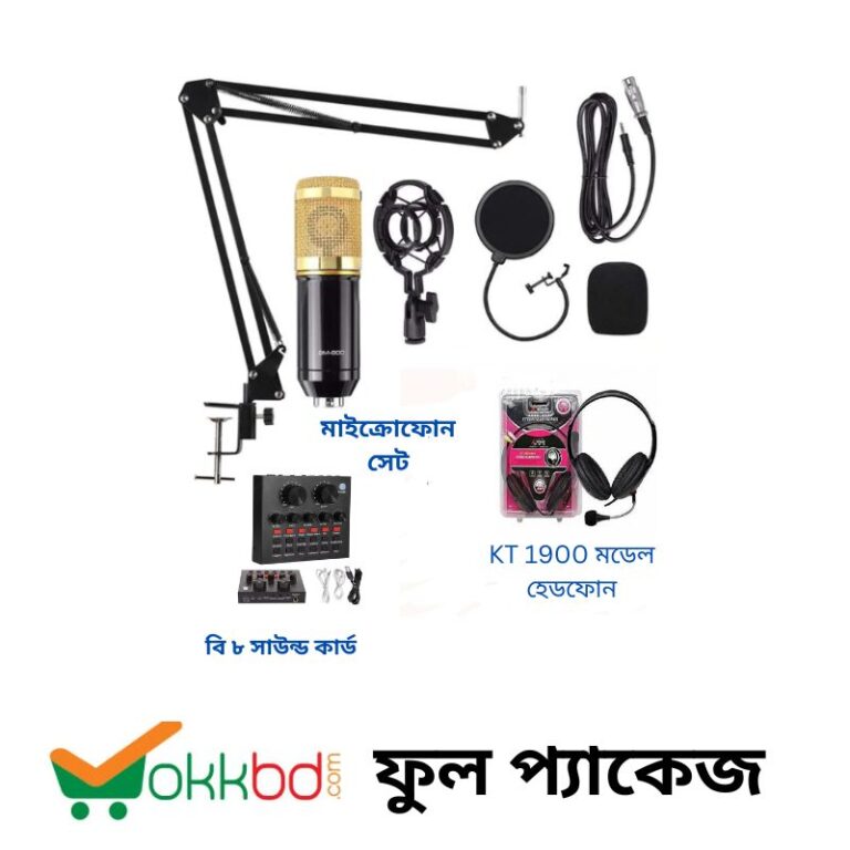BM 800 condenser Microphone set V8 Sound Card with KT 1900 Model headphone