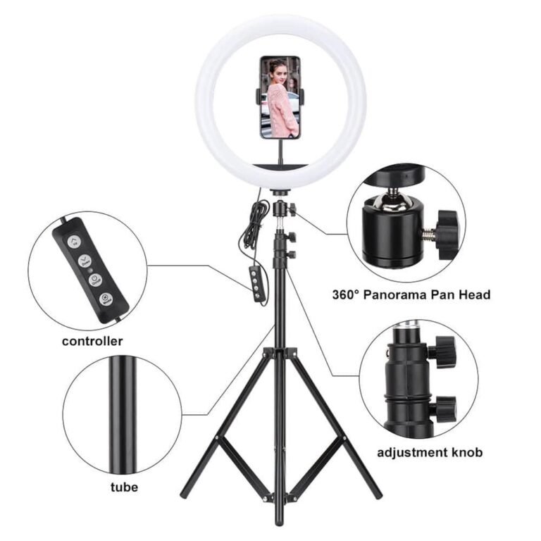 14 Inch LED Dimmable Selfie Ring Light with Aluminum Alloy Tripod Stand