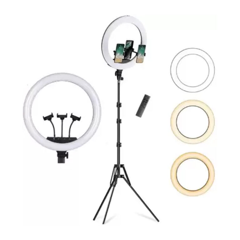 18″ Inch (45cm) LED Ring Light & 3 Phone Holder With Tripod stand
