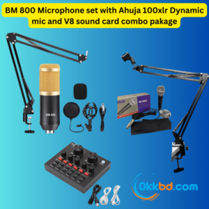 BM 800 condenser Microphone and Ahuja AUD100XLR Dynamic microphone set with V8 Sound Card Combo