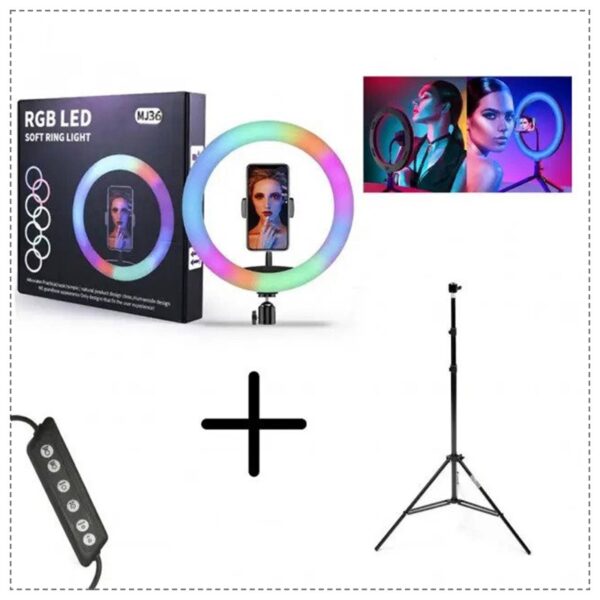 MJ36 16 inch RGB LED SOFT RING LIGHT WITH PHONE HOLDER