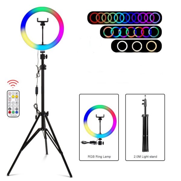 MJ33 13 inch RGB LED SOFT RING LIGHT WITH PHONE HOLDER