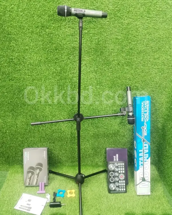Shengfu Wireless Microphone + Q7 Sound Card + Mic Stand – Best Audio Setup