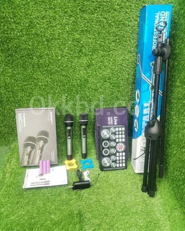 Shengfu Wireless Microphone + Q7 Sound Card + Mic Stand – Best Audio Setup - Image 2