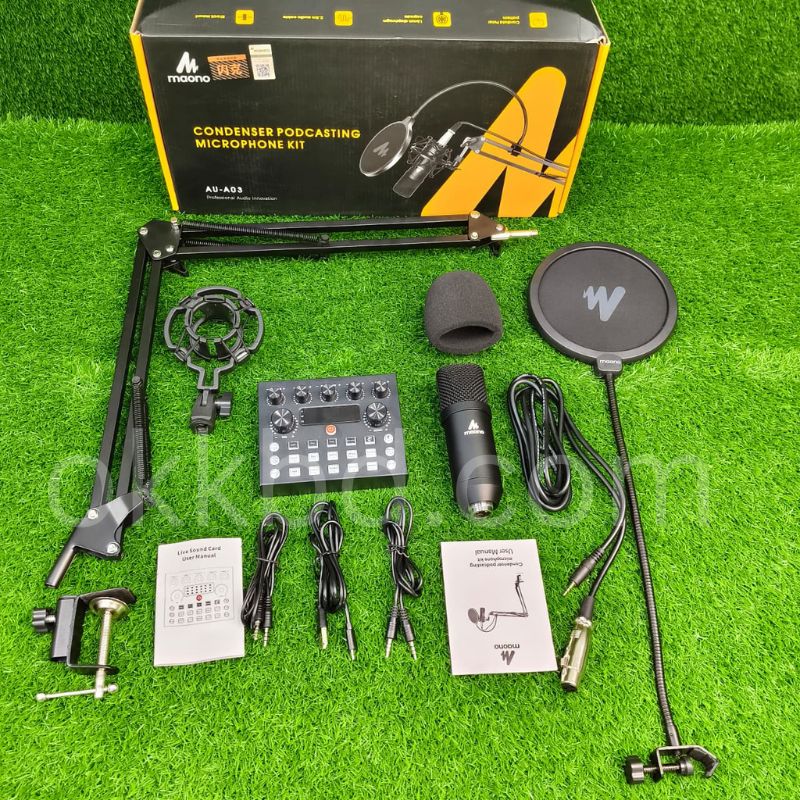 Maono AU-A03 Condenser Microphone Kit + V8s Professional Sound Card - Image 3